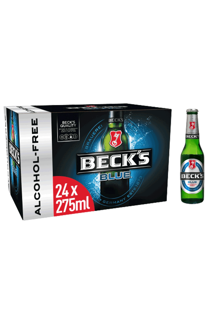 BECKS BLUE ALCOHOL FREE BEER BOTTLES 24 X 275ML