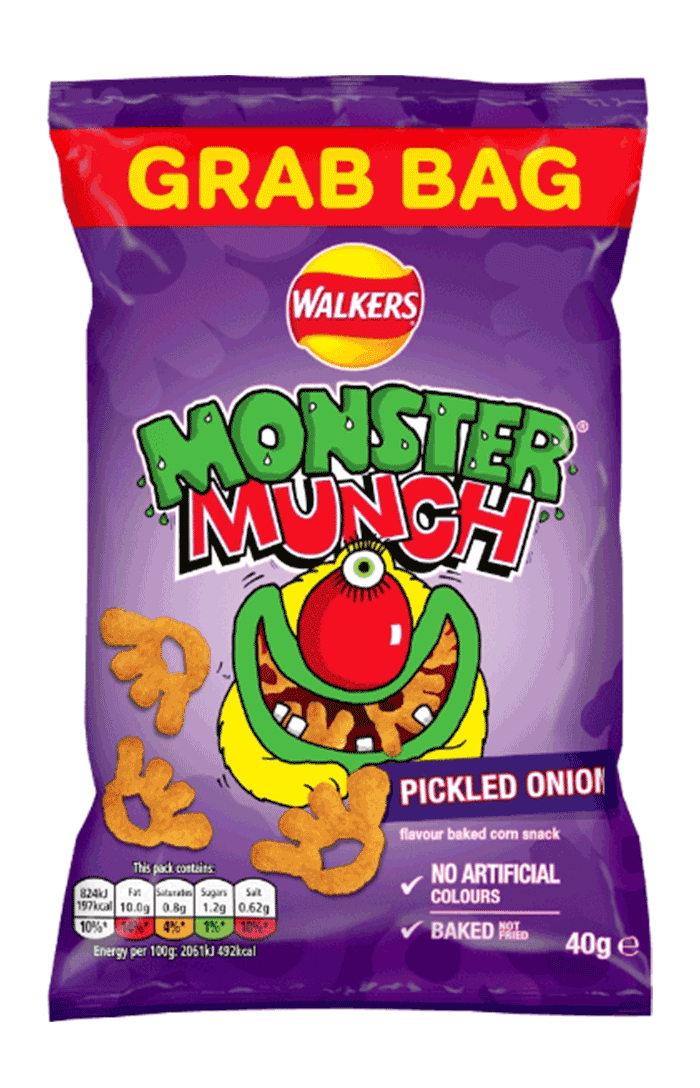 Walkers Monster Munch Pickled Onion Snacks Crisps 40g