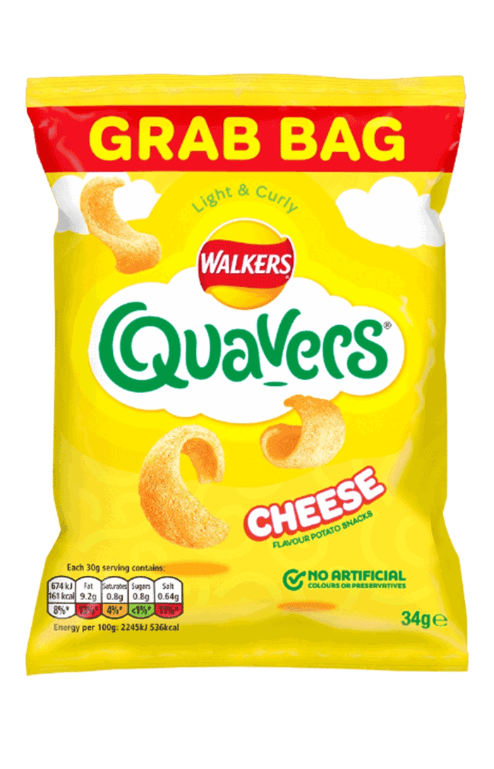 Walkers Quavers Cheese Snacks Crisps 34g