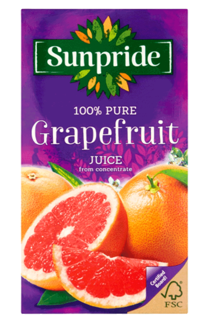 SUNPRIDE GRAPEFRUIT JUICE , TETRA 12 X 1LTR