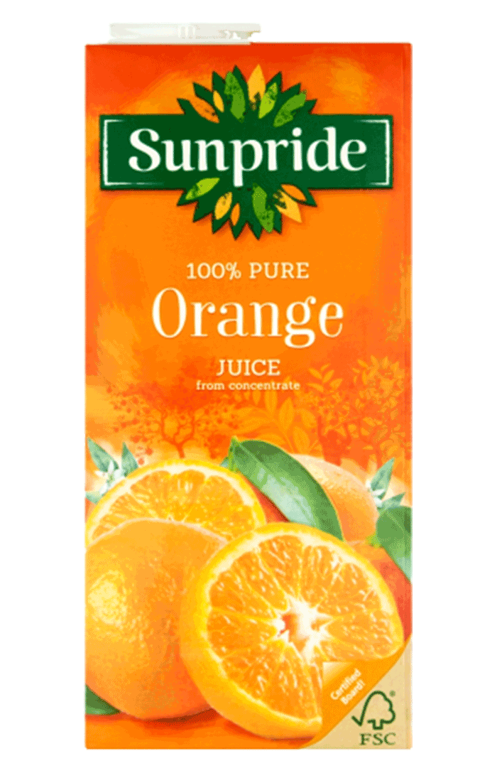 SUNPRIDE ORANGE JUICE , TETRA 12 X 1LTR