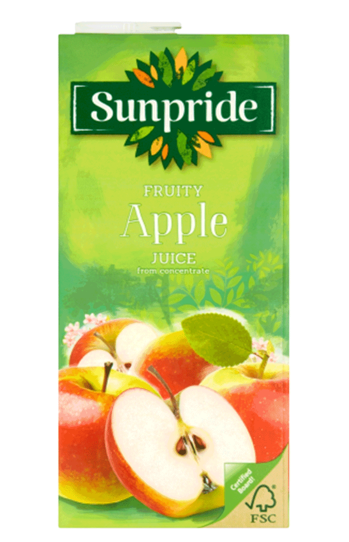 SUNPRIDE APPLE JUICE , TETRA 12 X 1LTR