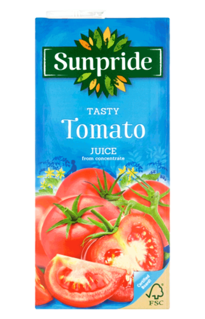 SUNPRIDE TOMATO JUICE, TETRA 12 X 1LTR