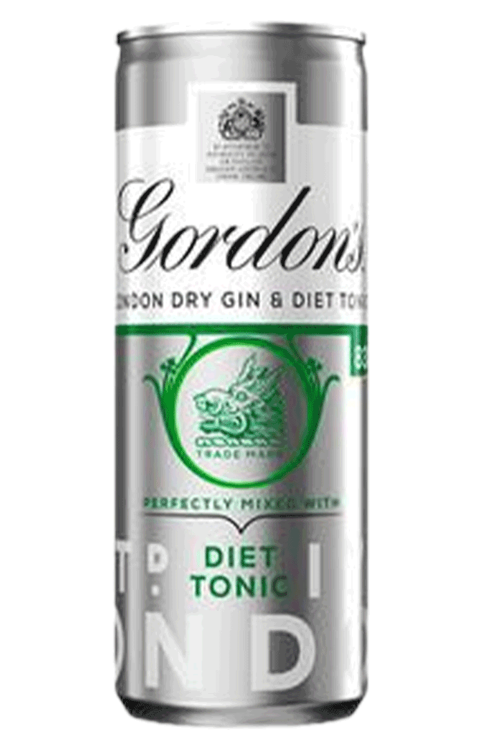 GORDONS LONDON DRY GIN AND DIET 250 ML X 12